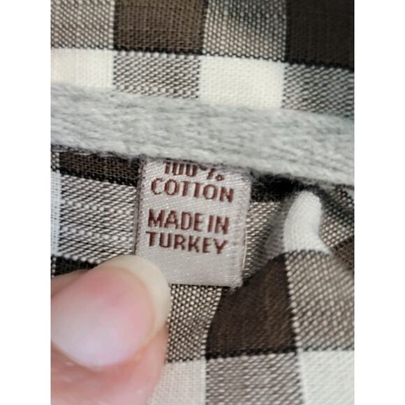 Hickey Freeman Button Shirt Mens Medium Brown White Check 100% Cotton - Picture 7 of 7